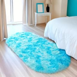 VIKAMA Long Plush Oval Area Rug Super Soft Fluffy Bedroom Bedside Rug Kids Room Nursery Dorm Floor Mat Home Decor