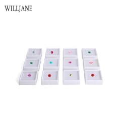 Wholesale Loose Diamond Gemstone Storage Collection Display Box Top Glass Beads Organizer Show Case Square Gems Holder Container