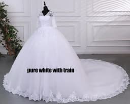 Ashley Gloria Pure White Wedding Dresses Elegant Boat Neck Ball Gown Simple Vestido De Noiva Plus Size Robe De Mariee