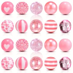 20 Pcs Chunky Bubblegum Beads Focal Beads Pen Beads Large Rhinestone Pearl Beads Christmas Beads for Pen Jewelry Making Keychain