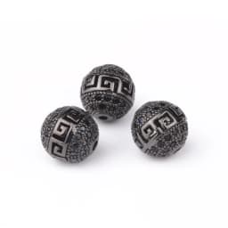 3pcs Micro Pave Zirconia Beads Round Geometry Metal Cubic Zircon Beads for DIY Bracelet Necklace Design Jewelry Crafts Making