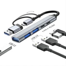 5-in-1 USB 3.0 HUB 5Gbps USB C Docking Station PD 65W Type C to USB HUB USB 3.0 Splitter OTG Adapter For PC Laptop Macbook Pro