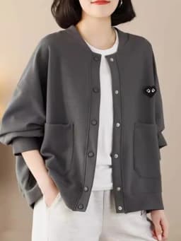 Casual Style plus Size Women's Cardigan Sweatshirt Spring Autumn Fashion Slimming Short Coat for Middle-Aged Mothers