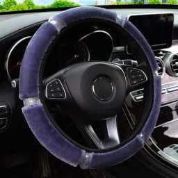 Car Steering Wheel Cover Gearshift Handbrake Cover Protector Decoration Warm Soft Plush Rhinestone Black Pink Women Man