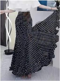 Elegant Black Polka Dot Fish Tail Skirt Women's Summer New Lightweight Luxury Style Half Skirt Drapey Wrap around Skirt