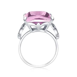 Classic Real 925 Sterling Silver Pink Crystal Ring for Woman Rectangle Anniversary Party Vintage Fine Jewelry Gift