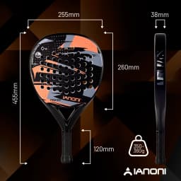 IANONI 8100 ORANGE Padel Racket Carbon Fiber Surface with EVA Memory Flex Foam Core Lightweight Padel Racquet