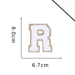 A-Z White Chenille Letter Patches Towel Sequins Clothing Patch Clothes Sew on Applique DIY Garment Hat Decor