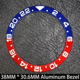 Sloping 38mm * 30.6mm Ceramic/Aluminum Blue Luminous Bezel GMT and Diving Watch Insert Fit for 40mm Watch Case Replacement Watch