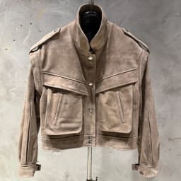 Grained Leather Jacket Ladies Biker Leather Coat Detachable Sleeve Bomber in Sheepskin H021