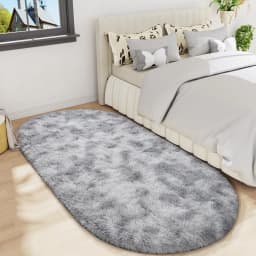 VIKAMA Long Plush Oval Area Rug Super Soft Fluffy Bedroom Bedside Rug Kids Room Nursery Dorm Floor Mat Home Decor