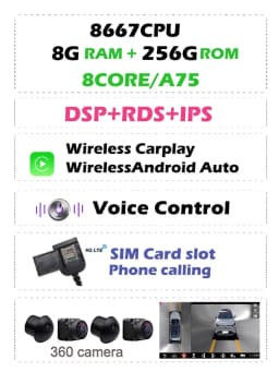 4G SIM DSP IPS Carplay Auto Android 13.0 8G+256G Car DVD Player GPS MAP RDS Radio Wifi Bluetooth For Hyundai Elantra 2014 2015