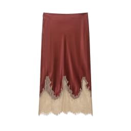 HH Women Lace Patchwork Midi Skirt Slim High Waist Satin Skirts Summer Trend Woman Elegant Evening Party Chic Skirts Mujer