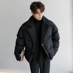 2026 Winter Fashion Solid Color Warm Parkas Men New Loose Cotton-padded Jackets Male Short Fake Two Piece Casual Coats C970