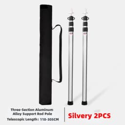 Aluminum Alloy 2.3m-3m 3 Sections Tent Pole Adjustable Support Rods Beach Shelter Tarp Awning Pole Replacement Poles Accessories