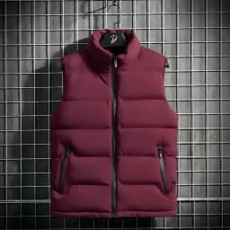 Thickened Flocking down Jacket Vest Men's Autumn Winter Casual Loose Fit Stand Collar Shoulder Pad Coat for Youth Outerwear