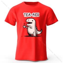 Men's Tea-Rex Dinosaur Printed 100% Cotton T-Shirt, Soft & Breathable Round Neck Short Sleeve Tee, Unisex Fun & Quirky Style