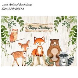 Woodland Animal Disposable Tableware Wild Forest Bear Fox Plate Cup Napkin Jungle Safari Happy Birthday Party Decor Kid Boy Girl