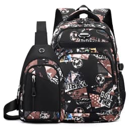 2pcs/set middle school boy backpack graffiti chest bag backpack set high school bag for boys 12 to 18 years old student bookbag