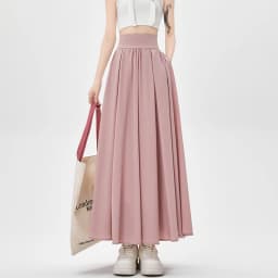 Solid Color Suit Skirt High Waist Medium Length Pleated Skirt Fashionable Versatile A-line Umbrella Skirt Spring Summer New