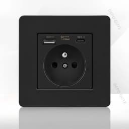 86 Type Retro Switch 1-4 Gang 2 Way Wall Light Brass Lever Toggle Switch Black Matte Stainless Steel Panel EU FR Power Outlet