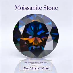 Moissanite Stone Round Cut Rainbow Purple Color DIY Charms Jewelry Making Ring Necklace Earrings Main Materials Certificate