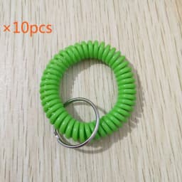 10pcs Lucky Line 2” Spiral Wrist Coil with Steel Key Ring, Multi-Color Flexible Wrist Band Key Chain Bracelet, Stretches to 12”,