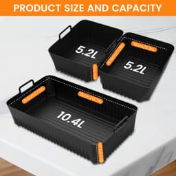 (No Machine) 3Pcs Air Fryer Liners Silicone Pad Tray for Ninja Flex Drawer AF500UK, 5.2L + 10.4L, Kitchen Air Fryer Accessories