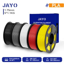 JAYO 3D PETG/PLA/PLA+ Filament 1.75mm +/-0.02mm PLA Filament 5 Rolls For Bambu FDM 3D Printer Neatly Wound 3D Printing Material