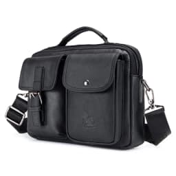 Men's Genuine Leather Shoulder Bag, Retro Top Layer Cowhide Casual Crossbody Bag, Men's Square Bag