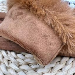 Women Winter Warm PU Leather Suede Splicing Plus Velvet Thicken Gloves Fashion Elegant Cycling Drive Touch Screen Plush Wrist