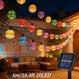 Outdoor Solar Moroccan Ball Light String 20/30 LEDs 8Lighting Modes Golden Ball Garden Decorative Light Courtyard Festival Decor
