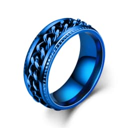 Anxiety Relaxing Ring For Men Spinner Fidgets Rings Stainless Steel Rotate Freely Chain Joint Ring Accessories Anillos De Hombre