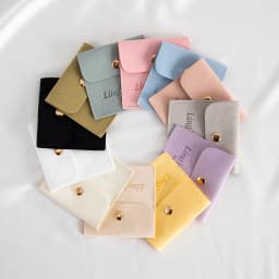 100Pcs Customized Logo 8x8cm Jewelry Microfiber Snap Bag Velvet Envelope Button Pouch Portable Travel Gift Organizer Ring Pocket