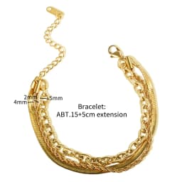 JOVO LOVE High-end Three-layer Chain Bracelet Wholesale Jewelry Woven Chain Classic Fashion Stainless Steel Bangle Women Jewelry