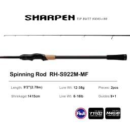 PURELURE SHARPEN Soft Lure Long Spinning and Casting XF/MF Action Rods FUJI Components Bass Pike Rod Fishing Rod Spinning Reel