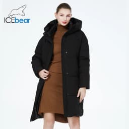 ICEbear-Cotton Windproof Padded Jacket for Women, Casual Coat, Long Parka, Windproof, 2023, GWD3757I