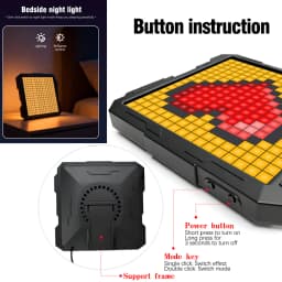 Bluetooth LED Matrix Pixel Screen DIY Graffiti Animation Art Display Panel with Night Light Cool Mecha Frame for Game Room Decor