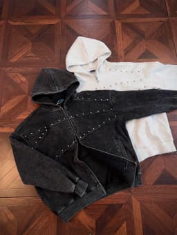 Men's Women's 2026 Autumn Trendy Solid Color Long Sleeve Hooded Sweatshirts Fashion High Street Chic Tops Beaded Hoodies Jackets