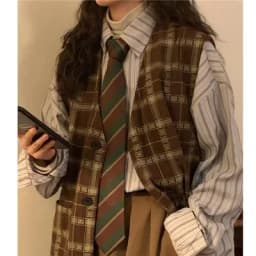 Brown retro tie women's fruit green coffee handmade casual shirt candy colored trendy versatile tie