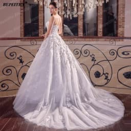 BEPEITHY Customizd Beach Sweetheart A Line Flowers Wedding Dresses For Women Sleeveless Vintage Lace Bride Plus Size Bridal Gown