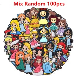 10-100Pcs Princess Series Cute Shoe Charms for Clogs Sandals Decoration Shoes Accessories Buckle for Girl Friends Gift