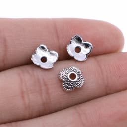 50pcs Tibetan Antique Silver Color Flower Bead End Caps For Jewelry Making Findings Needlework DIY Accessories Wholesale