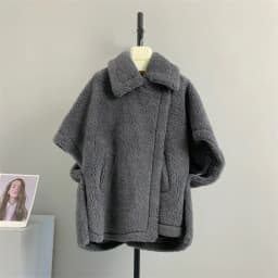 Young Style Lamb Fur Coat Max Camel down Teddy Cloak Outerwear Korean Version Long Sleeve Batwing Shape Wool Leather Jacket
