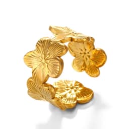 Elegant Stainless Steel Big Bloom Flower Rings For Women 18k Gold PVD Plated Open Ring Finger Jewelry Wedding Her Gift Punk