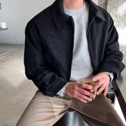 Vintage Suede Bomber Jacket Men Retro Flight Coat Streetwear High-End Outerwear Distressed Suede Finish Leather Coat for Men
