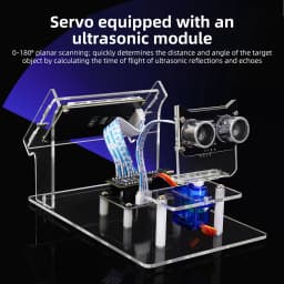 DC 5V Ultrasonic Radar Scanner DIY Kit HXFB Graphical Programming Core Board 0-180 Servo Scanning LCD Real-time Display