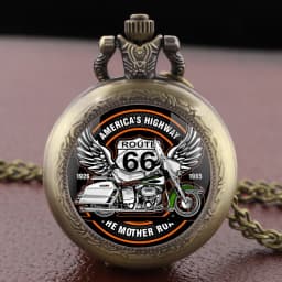 Motorcycle Dome Glass Pocket Watch Arabic Numerals Dial Vintage Women Necklace Pendant Clock Men's Watches Relojes De Bolsillo