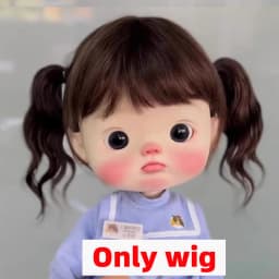 Blyth doll wig soft wavy curving air bangs Long hair Short hair High Ponytail for Big Size Head Doll DianDian Wig 9-10 inch