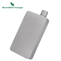 Boundless Voyage Titanium Flask Bottle Metal Liquor Bottle 0.4L, Ultra-Light Square Design for Camping Travel Office Ti3267D